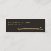 Minimalist Elegant Ivory Black Golden Hair Stylist Mini Business Card (Front)