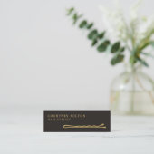 Minimalist Elegant Ivory Black Golden Hair Stylist Mini Business Card (Standing Front)
