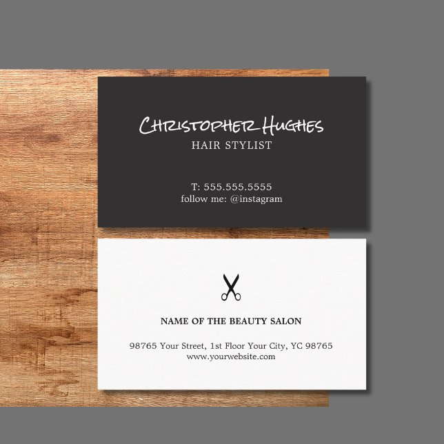 Minimalist Elegant Ivory Black White Hairdresser Business Card (Creator Uploaded)