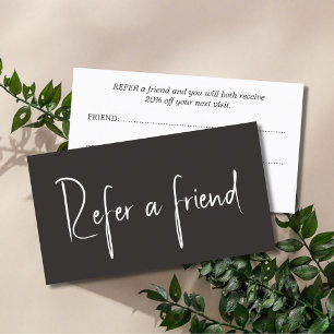 Minimalist Elegant Ivory Black White Referral Card