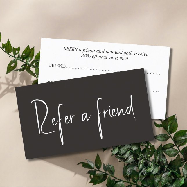 Minimalist Elegant Ivory Black White Referral Card (Creator Uploaded)