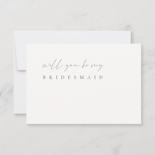 Minimalist Elegant Ivory Bridesmaid Proposal Card | Zazzle