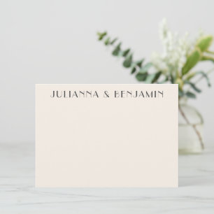 Minimalist Elegant Ivory Custom Art Deco Couples Note Card