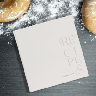Minimalist Elegant Ivory & Taupe Recipe  3 Ring Binder