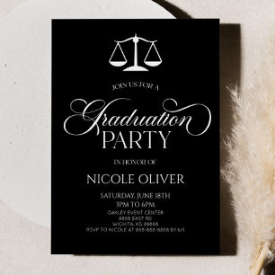 Minimalist Elegant Lawyer Scale Graduation Invitation