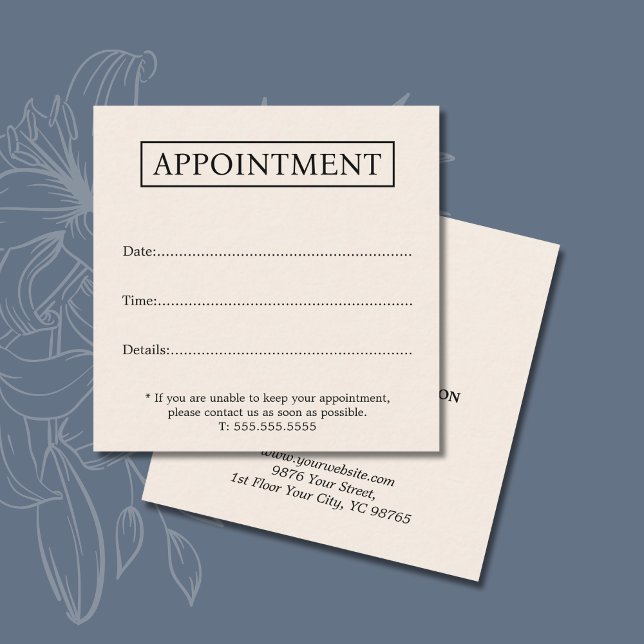 Minimalist Elegant Light Beige Beauty Salon Appointment Card (Creator Uploaded)