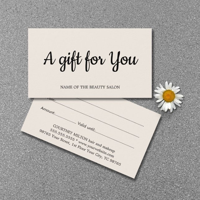 Minimalist Elegant Light Beige Salon Gift Card (Creator Uploaded)