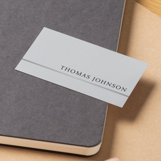Minimalist Elegant Light Grey Faux Silver Line Business Card (Creator Uploaded)