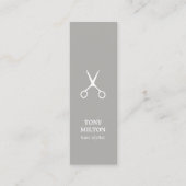Minimalist Elegant Light Grey White Hairstylist Mini Business Card (Front)