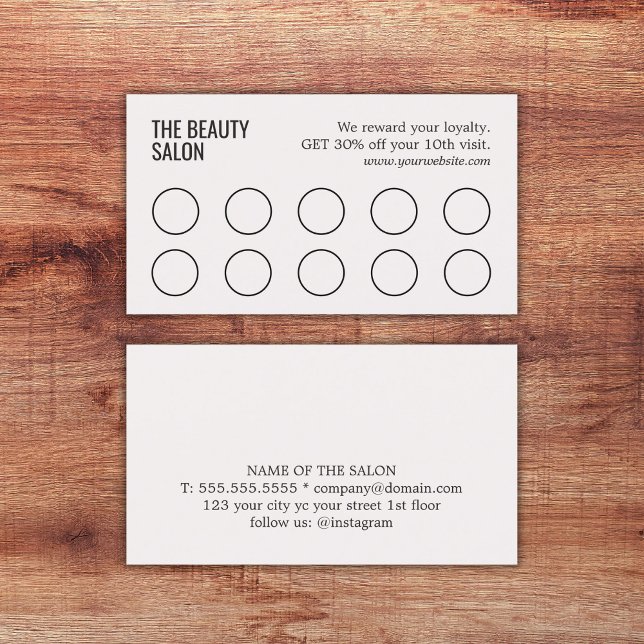Minimalist Elegant Light Pastel 10 Salon Loyalty Card (Creator Uploaded)