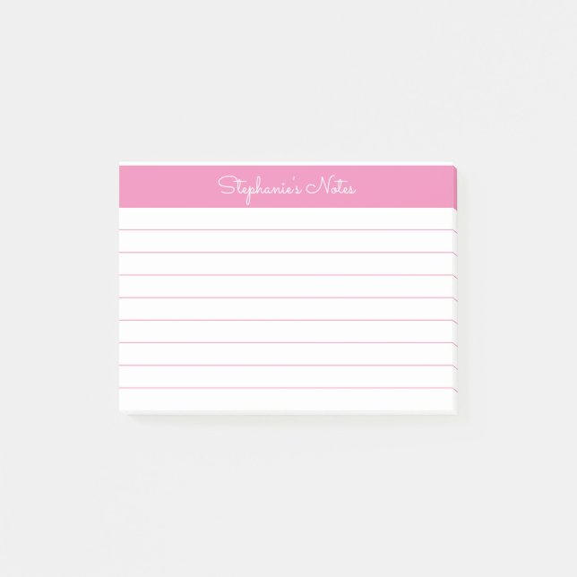 Minimalist Elegant Light Pink Lined Personalized Post-it Notes (Front)