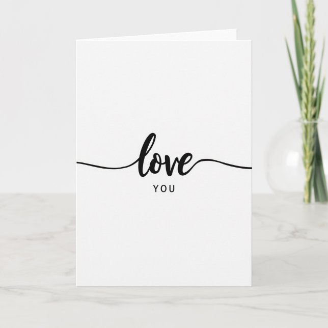 Minimalist Elegant Love You Script Card (Front)