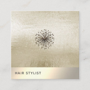 Minimalist elegant luxury gold foil dandelion square business card