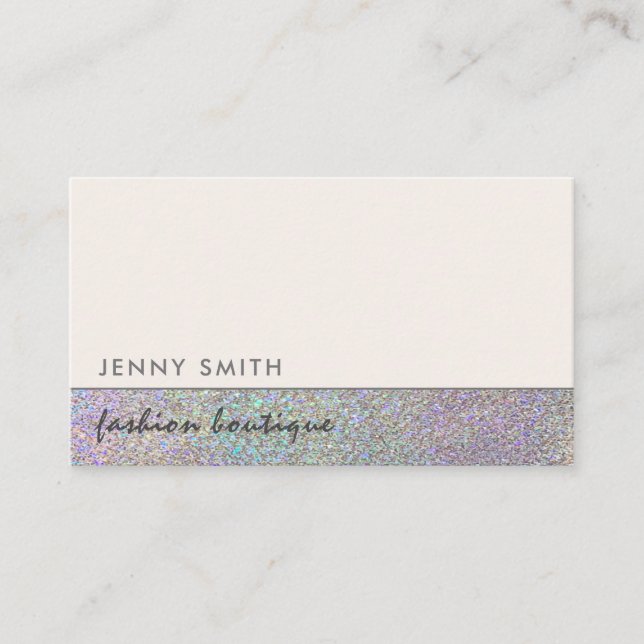 Minimalist elegant luxury simple hologram glittery business card (Front)