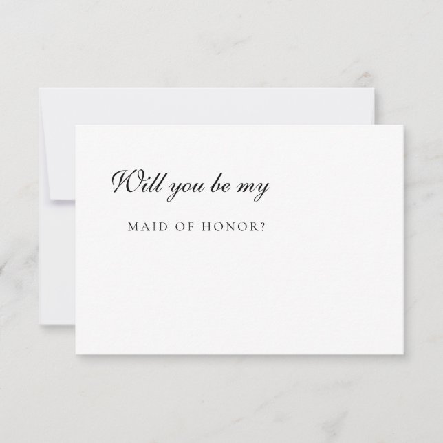Minimalist Elegant Maid Of honor Proposal Card (Front)