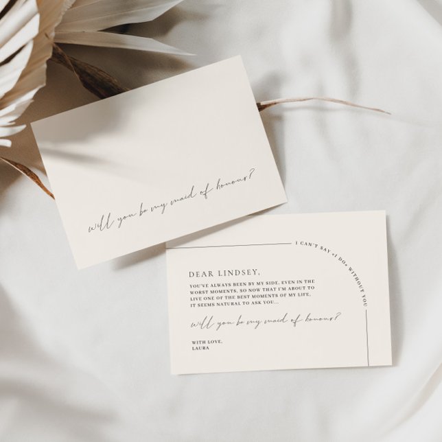 Minimalist Elegant Maid of Honour Proposal Card (Creator Uploaded)