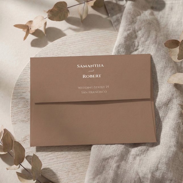 Minimalist Elegant Mocha Brown Floral Wedding Envelope (Creator Uploaded)