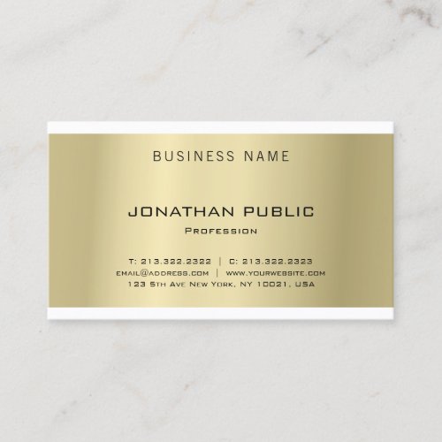 Minimalist Elegant Modern Design Trendy Gold Plain Business Card