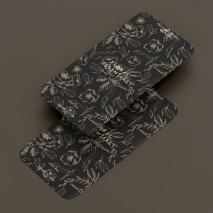 Minimalist Elegant Modern Floral Black  Label