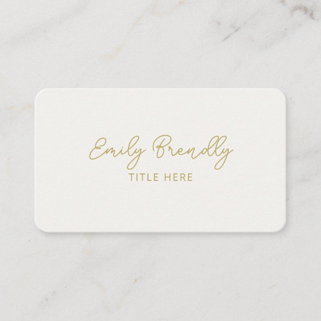 Minimalist Elegant Modern Gold Ivory Business Card (Front)