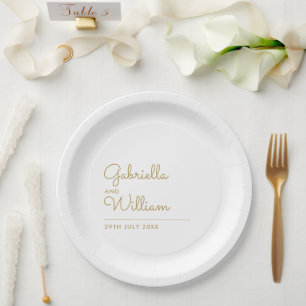 Minimalist Elegant Modern Gold Script Paper Plates