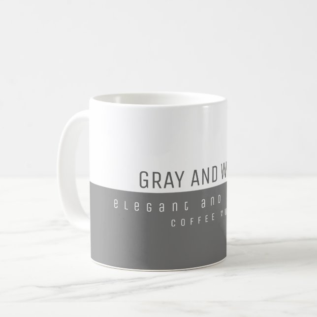 minimalist elegant modern gray and white  coffee mug (Front Left)