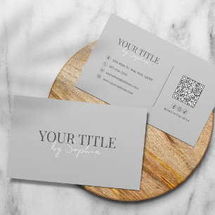 Minimalist Elegant Modern Gray Neutral QR Code Business Card