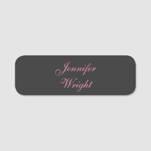 Minimalist elegant modern grey pink feminine name tag