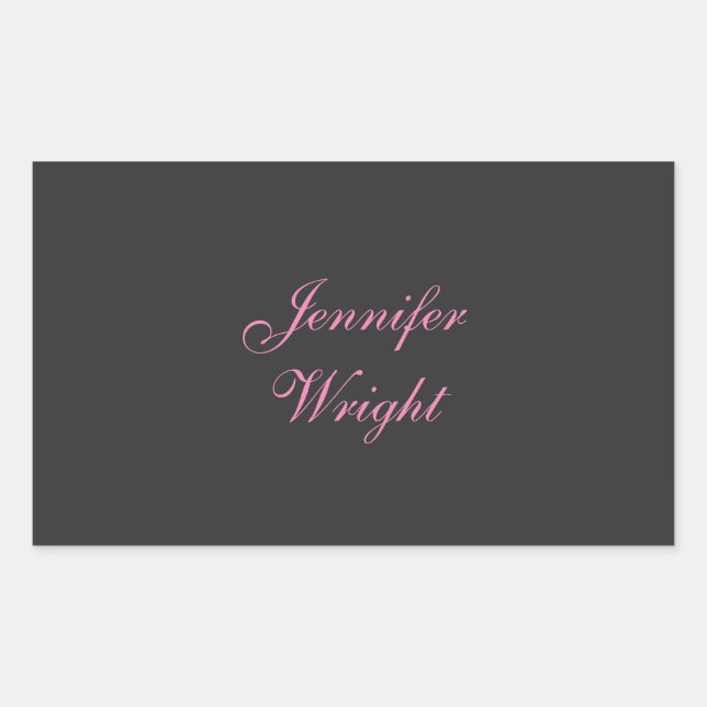 Minimalist elegant modern grey pink feminine rectangular sticker (Front)