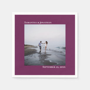 Minimalist Elegant Modern Magenta Wedding Photo Napkins