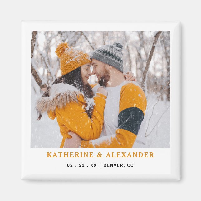 Minimalist Elegant Modern Photo Save The Date  Magnet (Front)