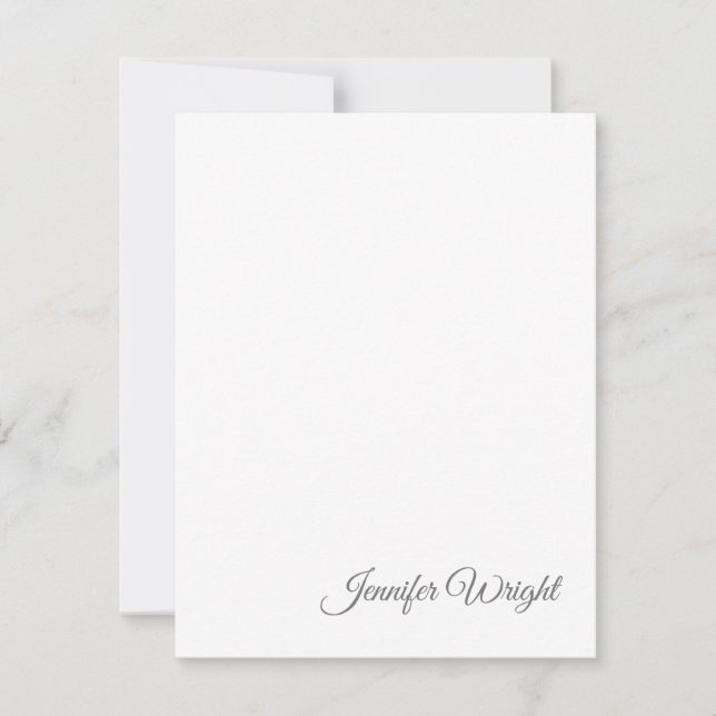 Minimalist elegant modern plain grey white note card (Front)