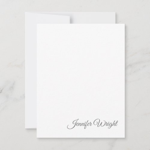 Minimalist elegant modern plain grey white note card