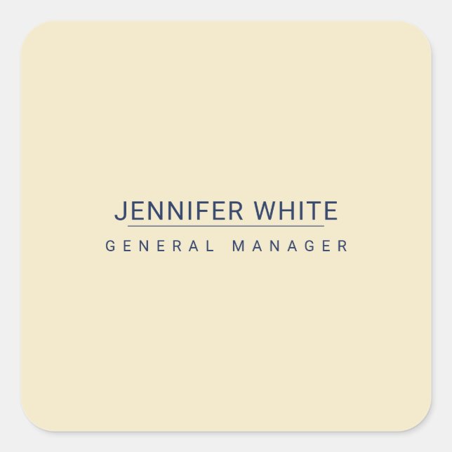 Minimalist Elegant Modern Plain Square Sticker (Front)