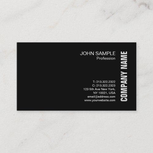 Minimalist Elegant Modern Professional Plain Black Business Card