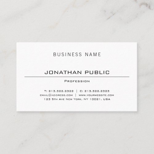 Minimalist Elegant Modern Professional Plain Chic Business Card