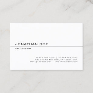 Minimalist Elegant Modern Professional White Sleek Business Card