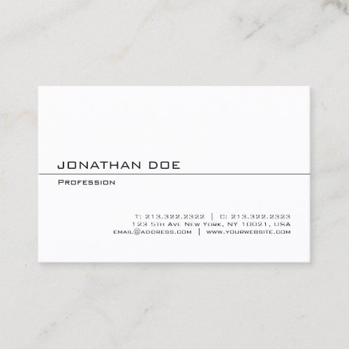 Minimalist Elegant Modern Professional White Sleek Business Card