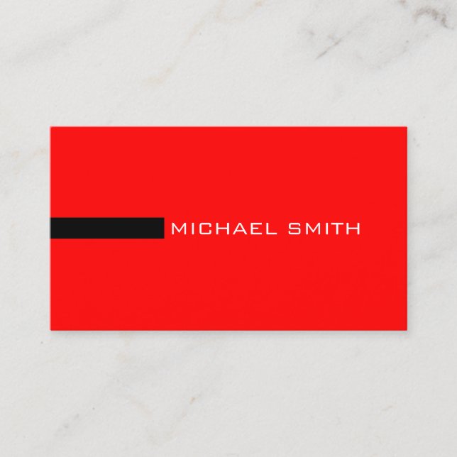 Minimalist Elegant Modern Red and Black Business Card (Front)