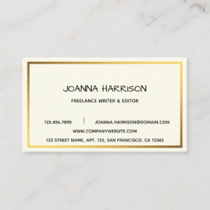 Minimalist Elegant Modern Shiny Gold Frame Editor Business Card