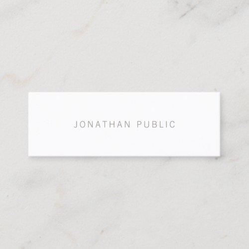 Minimalist Elegant Modern Simple Grey White Plain Mini Business Card
