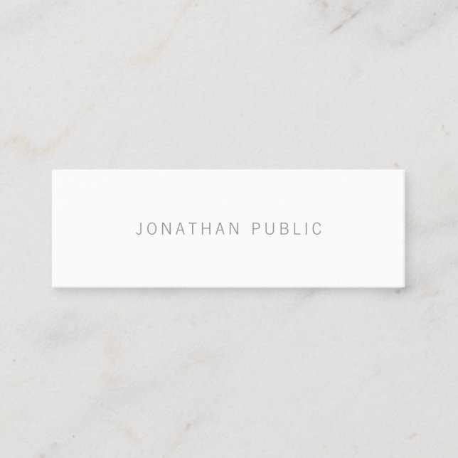 Minimalist Elegant Modern Simple Grey White Plain Mini Business Card (Front)