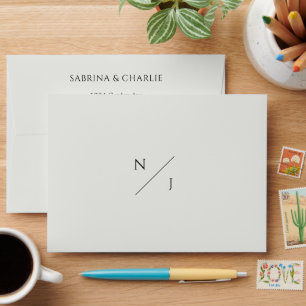 Minimalist Elegant Modern Simple Ivory Wedding Envelope