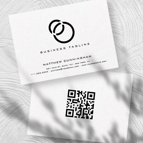 Minimalist Elegant Modern Simple Logo and QR Code Business Card