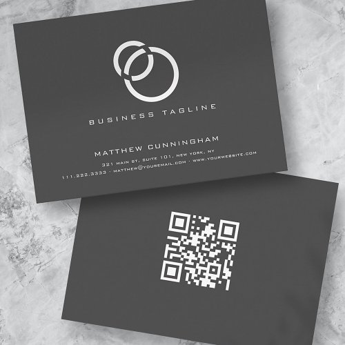 Minimalist Elegant Modern Simple Logo and QR Code Business Card