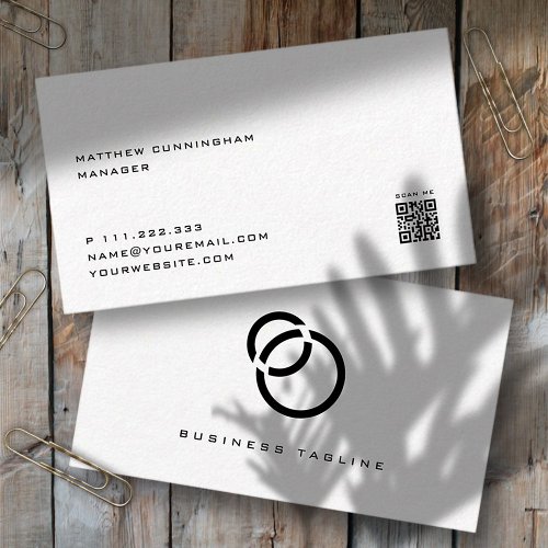 Minimalist Elegant Modern Simple Scan QR Code Business Card