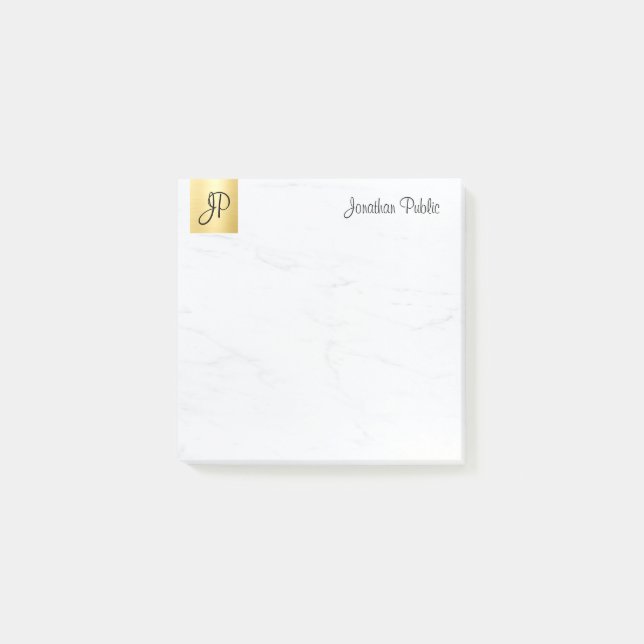 Minimalist Elegant Modern Template Gold And Marble Post-it Notes (Front)