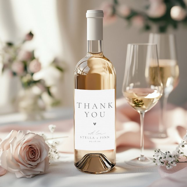 Minimalist Elegant Modern Thank You Wedding Favor Wine Label (Minimalist Elegant Modern Thank You Wedding Favor Wine Label)
