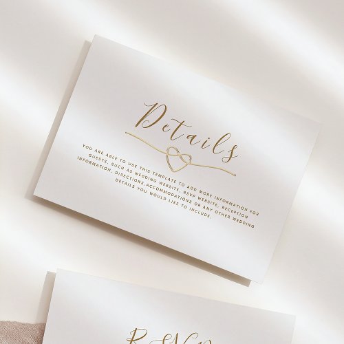 Minimalist Elegant Modern Wedding Details Enclosure Card