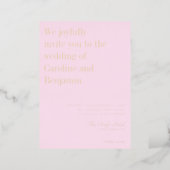 Minimalist Elegant Modern Wedding Pink Gold Foil Foil Invitation (Standing Front)